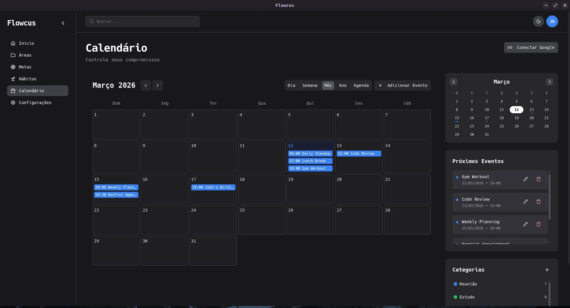 Flowcus Calendar