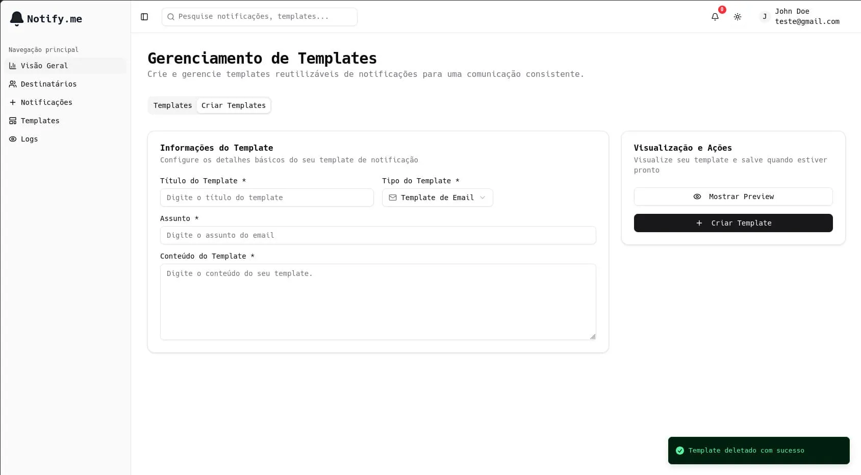 Gerenciamento de templates