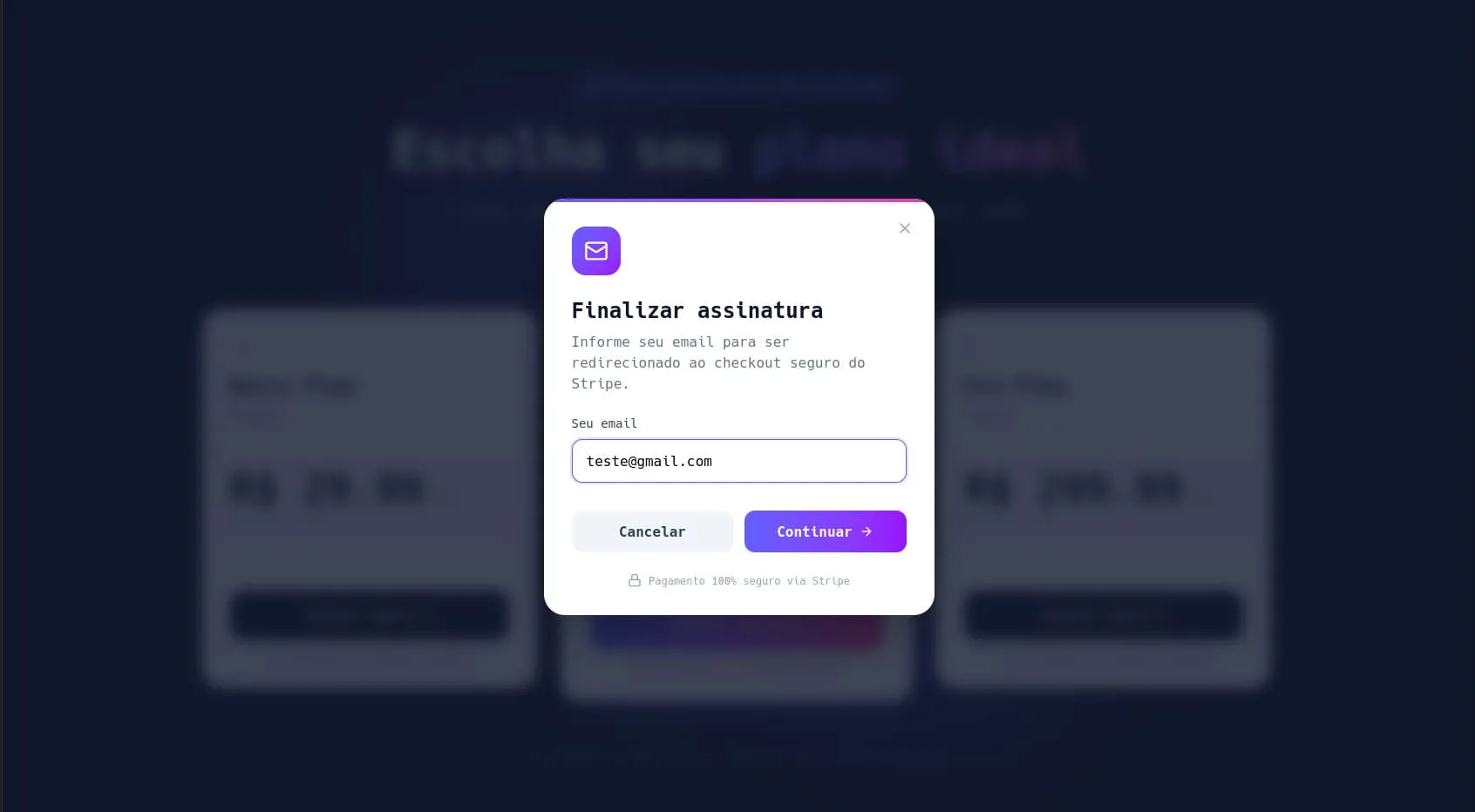 Tela de entrada de dados